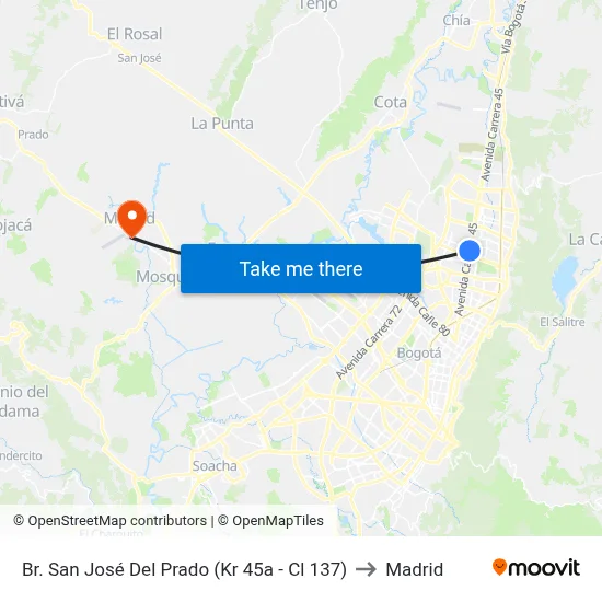 Br. San José Del Prado (Kr 45a - Cl 137) to Madrid map
