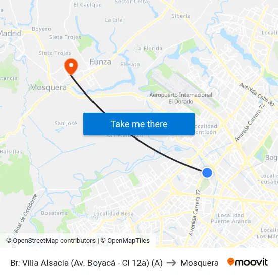 Br. Villa Alsacia (Av. Boyacá - Cl 12a) (A) to Mosquera map