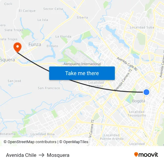 Avenida Chile to Mosquera map