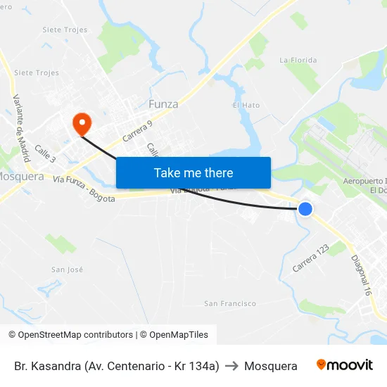 Br. Kasandra (Av. Centenario - Kr 134a) to Mosquera map