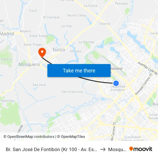 Br. San José De Fontibón (Kr 100 - Av. Esperanza) to Mosquera map