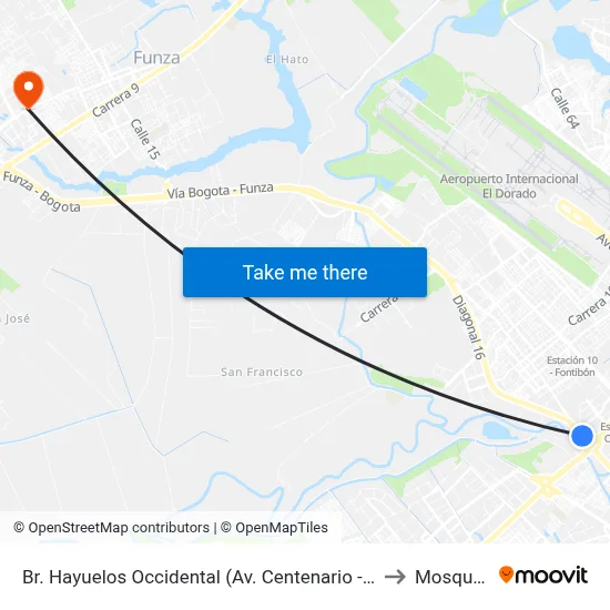 Br. Hayuelos Occidental (Av. Centenario - Kr 87) to Mosquera map