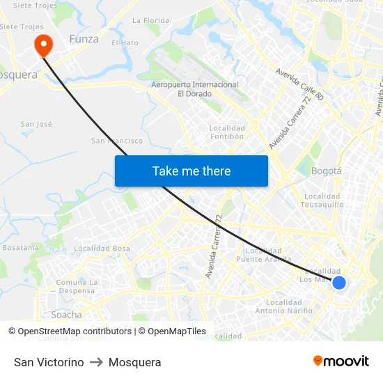 San Victorino to Mosquera map