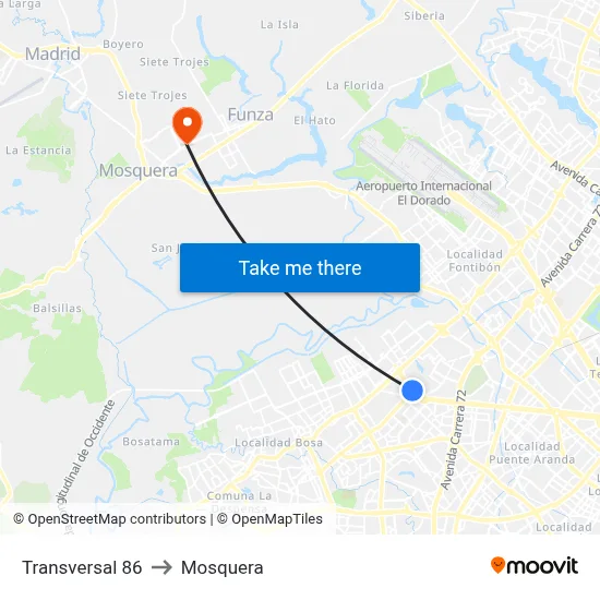 Transversal 86 to Mosquera map
