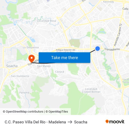 C.C. Paseo Villa Del Río - Madelena to Soacha map