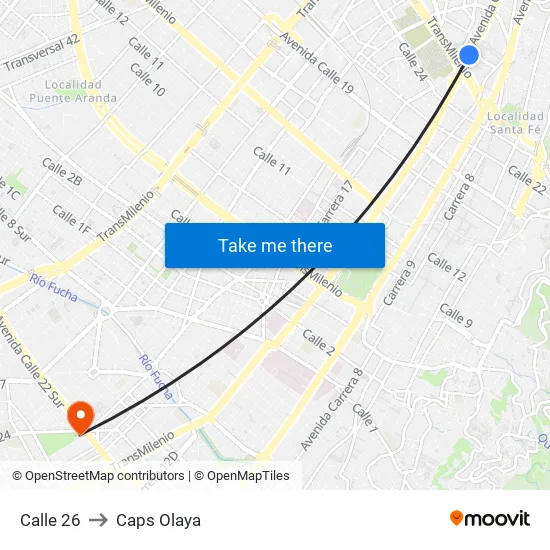 Calle 26 to Caps Olaya map