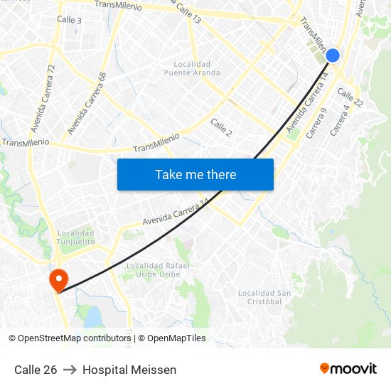 Calle 26 to Hospital Meissen map