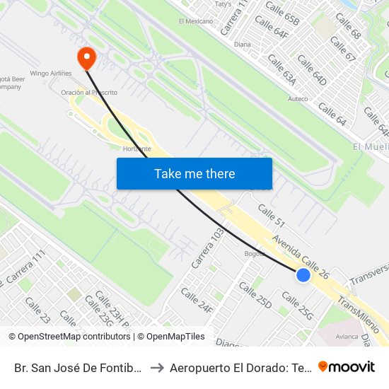 Br. San José De Fontibón (Ac 26 - Kr 96a) to Aeropuerto El Dorado: Terminal Internacional map