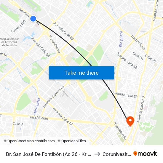 Br. San José De Fontibón (Ac 26 - Kr 96a) to Corunivesitec map