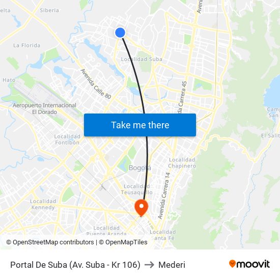 Portal De Suba (Av. Suba - Kr 106) to Mederi map