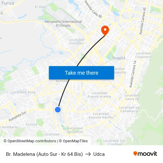 Br. Madelena (Auto Sur - Kr 64 Bis) to Udca map