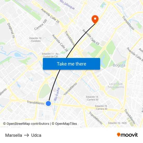 Marsella to Udca map