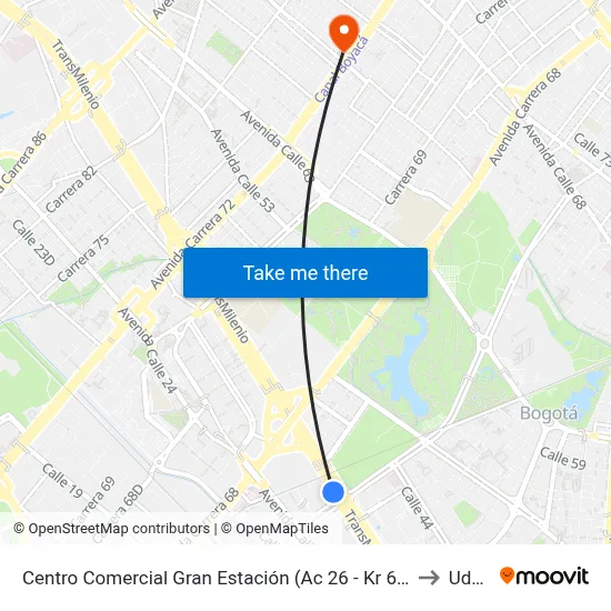 Centro Comercial Gran Estación (Ac 26 - Kr 60) to Udca map