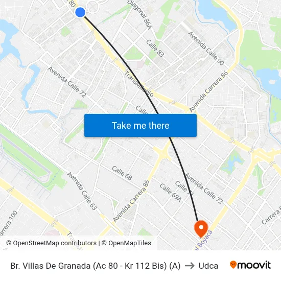 Br. Villas De Granada (Ac 80 - Kr 112 Bis) (A) to Udca map