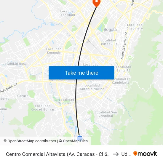 Centro Comercial Altavista (Av. Caracas - Cl 67a Sur) (B) to Udca map