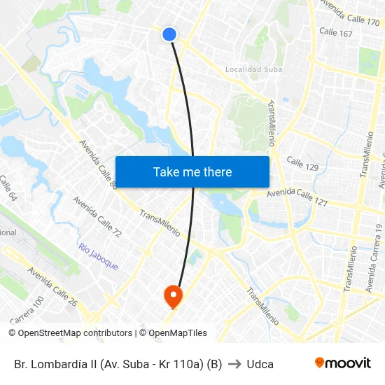 Br. Lombardía II (Av. Suba - Kr 110a) (B) to Udca map