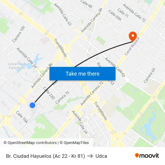 Br. Ciudad Hayuelos (Ac 22 - Kr 81) to Udca map