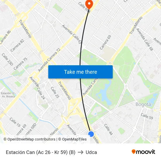 Estación Can (Ac 26 - Kr 59) (B) to Udca map