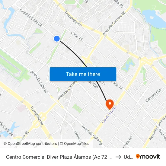 Centro Comercial Diver Plaza Álamos (Ac 72 - Kr 96a) (B) to Udca map