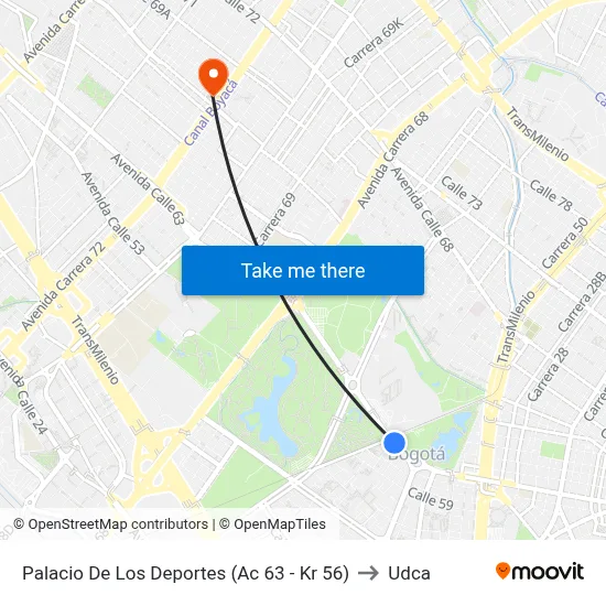 Palacio De Los Deportes (Ac 63 - Kr 56) to Udca map