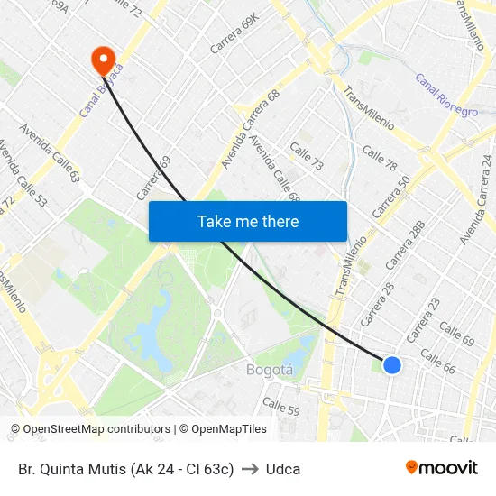 Br. Quinta Mutis (Ak 24 - Cl 63c) to Udca map