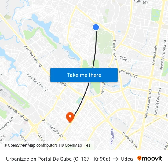 Urbanización Portal De Suba (Cl 137 - Kr 90a) to Udca map