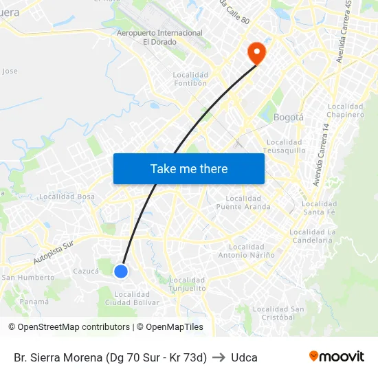Br. Sierra Morena (Dg 70 Sur - Kr 73d) to Udca map