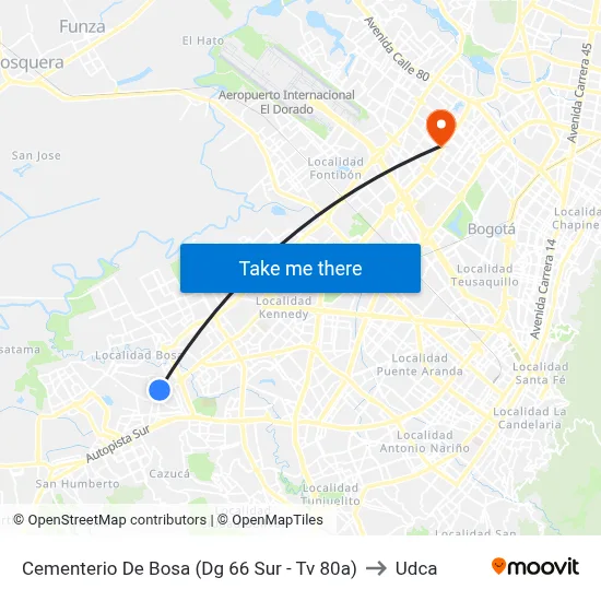 Cementerio De Bosa (Dg 66 Sur - Tv 80a) to Udca map
