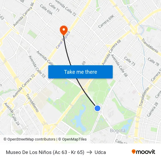 Museo De Los Niños (Ac 63 - Kr 65) to Udca map