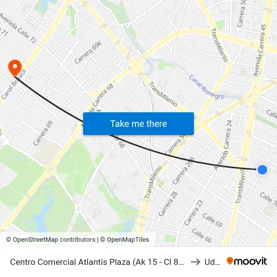 Centro Comercial Atlantis Plaza (Ak 15 - Cl 80) (A) to Udca map