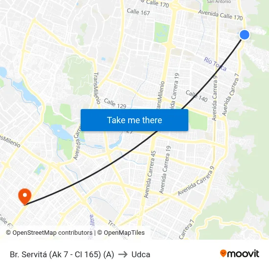 Br. Servitá (Ak 7 - Cl 165) (A) to Udca map