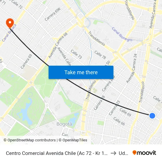 Centro Comercial Avenida Chile (Ac 72 - Kr 10) to Udca map