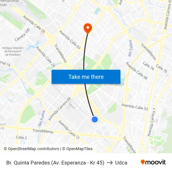 Br. Quinta Paredes (Av. Esperanza - Kr 45) to Udca map