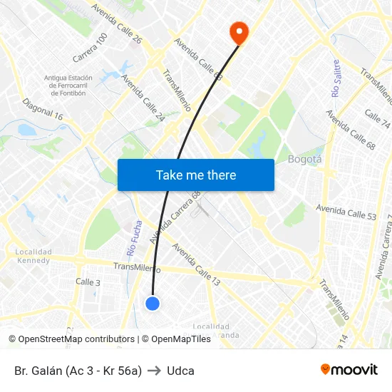 Br. Galán (Ac 3 - Kr 56a) to Udca map