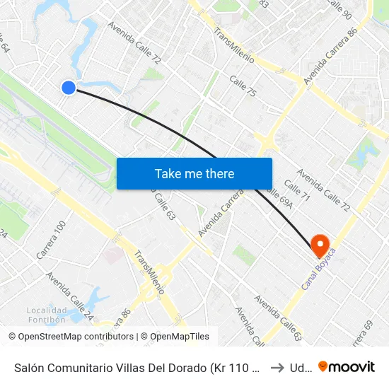 Salón Comunitario Villas Del Dorado (Kr 110 Bis - Cl 65b) to Udca map