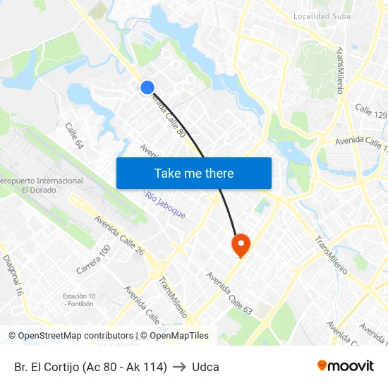 Br. El Cortijo (Ac 80 - Ak 114) to Udca map