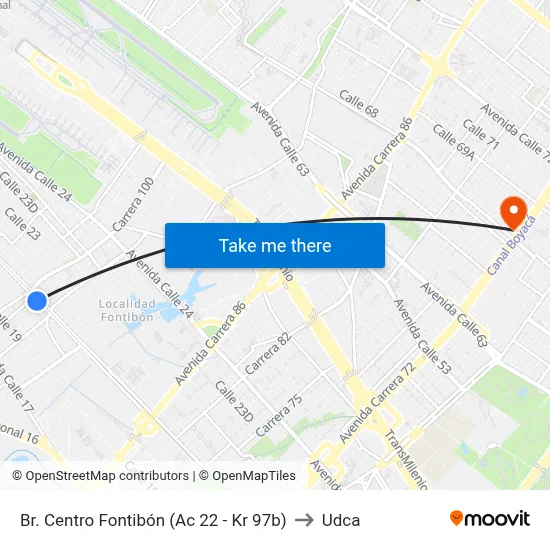 Br. Centro Fontibón (Ac 22 - Kr 97b) to Udca map