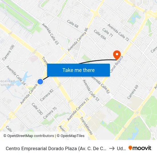 Centro Empresarial Dorado Plaza (Av. C. De Cali - Cl 25b) to Udca map
