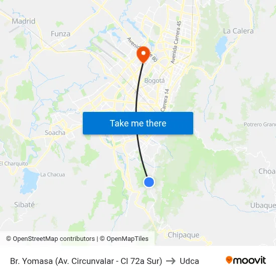 Br. Yomasa (Av. Circunvalar - Cl 72a Sur) to Udca map