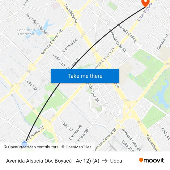 Avenida Alsacia (Av. Boyacá - Ac 12) (A) to Udca map