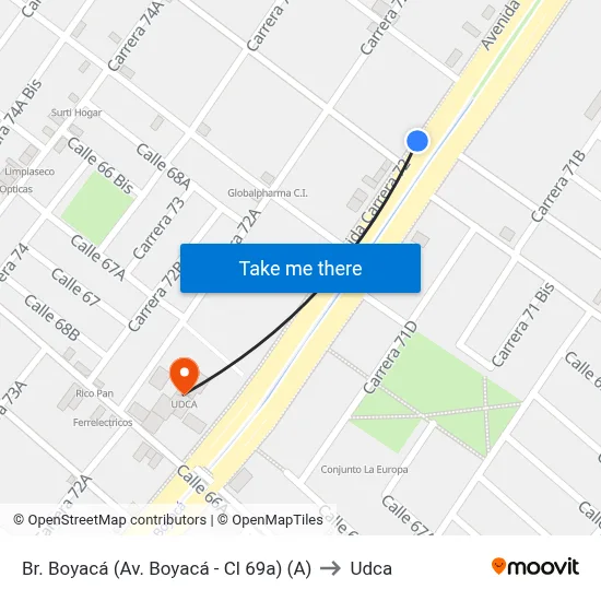Br. Boyacá (Av. Boyacá - Cl 69a) (A) to Udca map