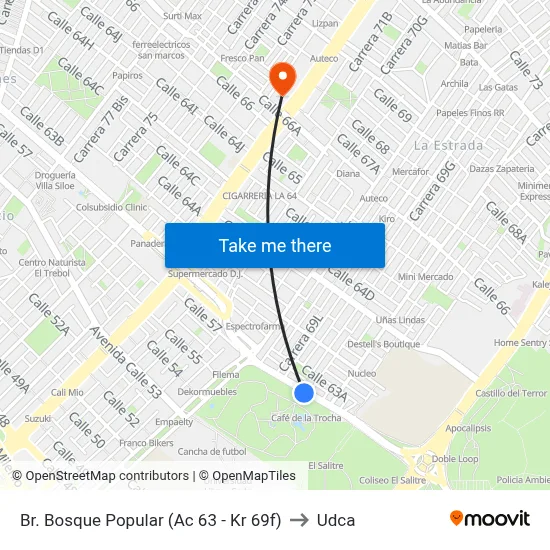 Br. Bosque Popular (Ac 63 - Kr 69f) to Udca map