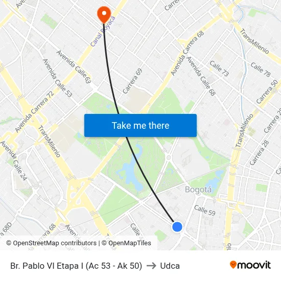 Br. Pablo VI Etapa I (Ac 53 - Ak 50) to Udca map