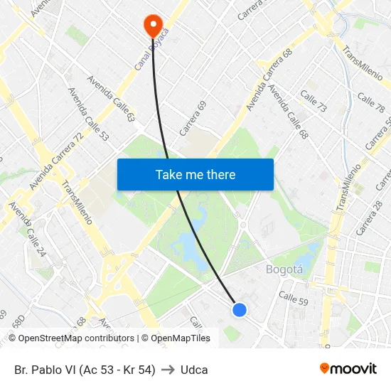 Br. Pablo VI (Ac 53 - Kr 54) to Udca map
