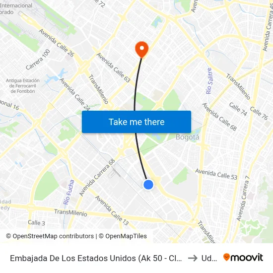 Embajada De Los Estados Unidos (Ak 50 - Cl 24b) to Udca map