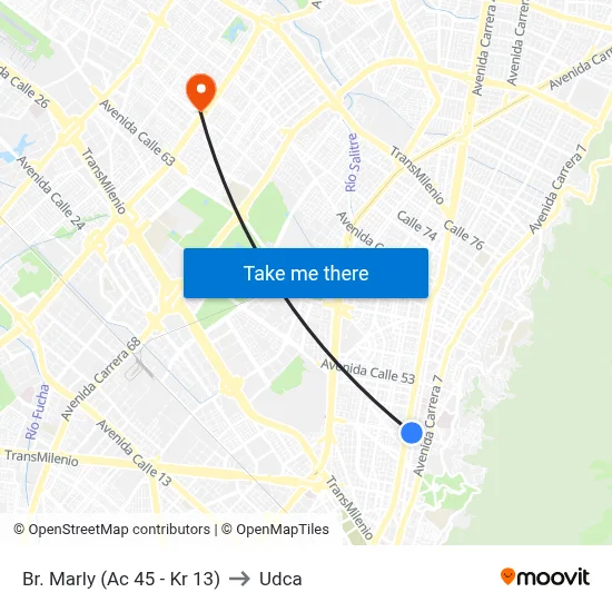 Br. Marly (Ac 45 - Kr 13) to Udca map