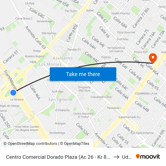 Centro Comercial Dorado Plaza (Ac 26 - Kr 85d) to Udca map