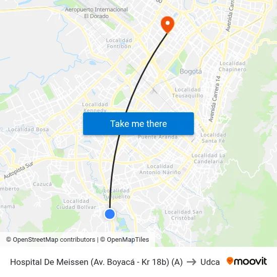 Hospital De Meissen (Av. Boyacá - Kr 18b) (A) to Udca map