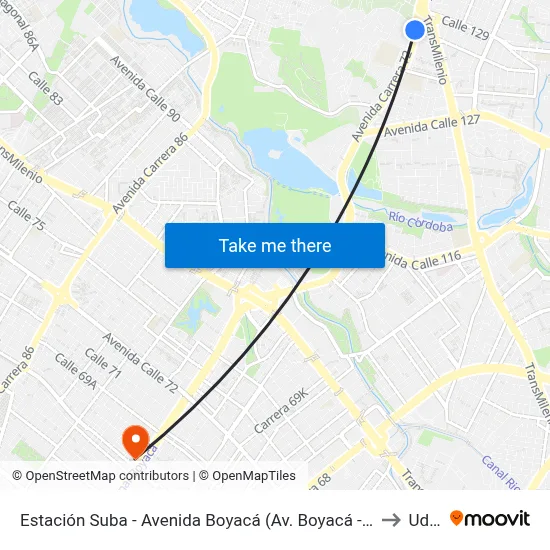 Estación Suba - Avenida Boyacá (Av. Boyacá - Cl 128a) to Udca map