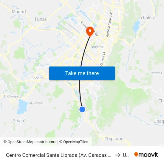 Centro Comercial Santa Librada (Av. Caracas - Cl 74c Sur) (A) to Udca map
